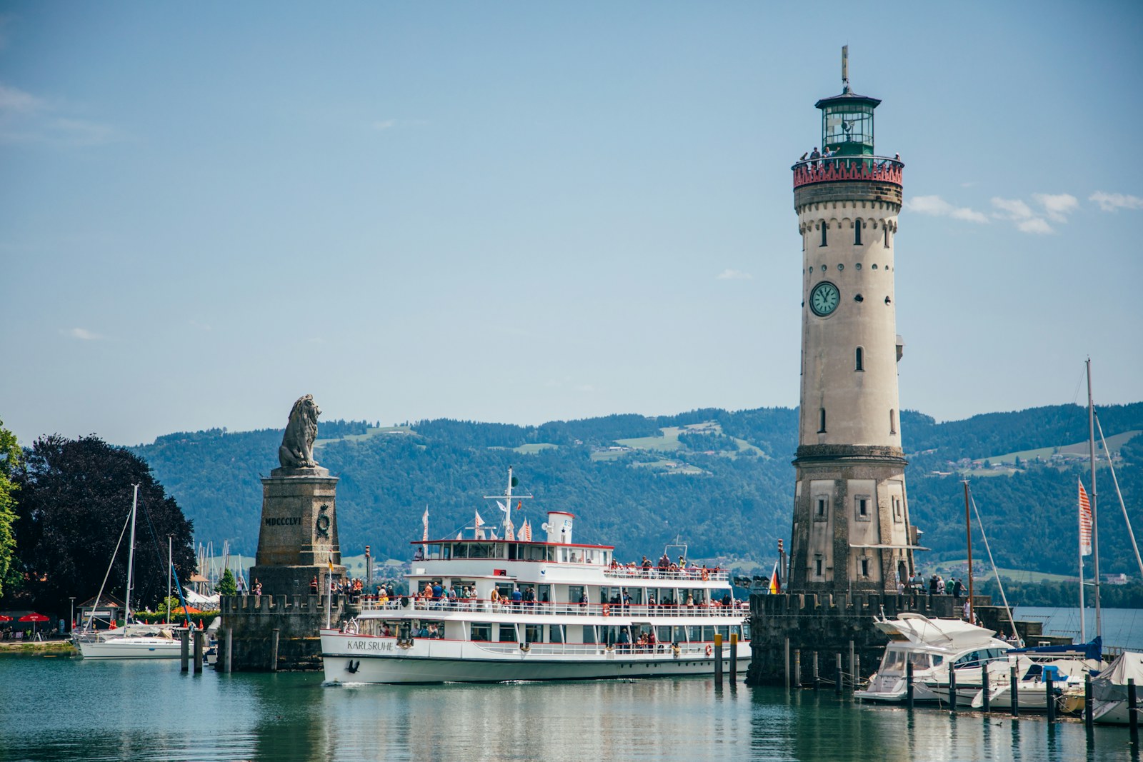 Haven van Lindau aan de Bodensee, het meer dat grenst aan Duitsland, Oostenrijk en Zwitserland