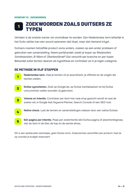 Pagina uit de strategie: Zoekwoorden zoals Duitsers ze typen